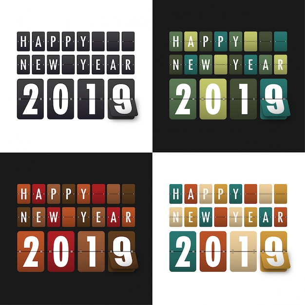 Happy new 2019 year. Greetings card. 