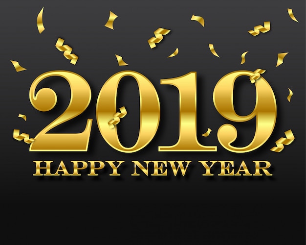 happy new 2019 year. greetings card. 