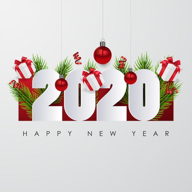 Felice nuovo anno 2020. design festivo di poster o banner