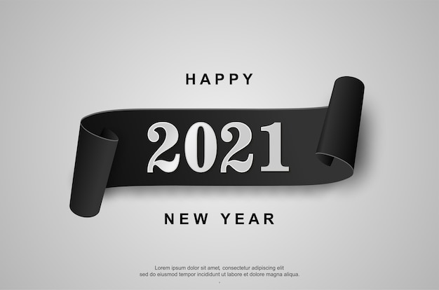 Happy new 2021 year on white background.