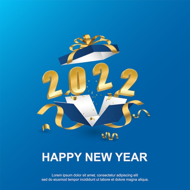 Happy new 2022 year background with gift box