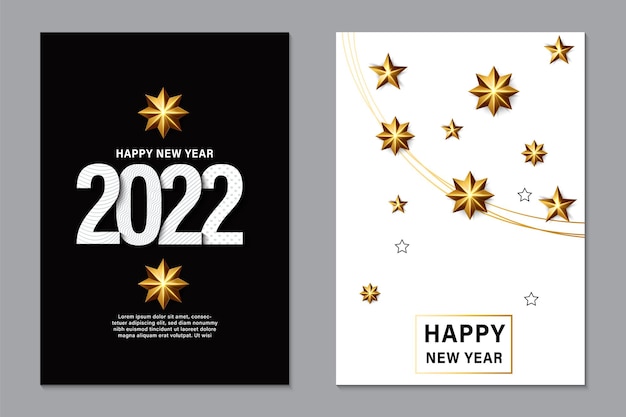 Vector happy new 2022 year holiday of golden metallic numbers 2022 and sparkling glitters pattern