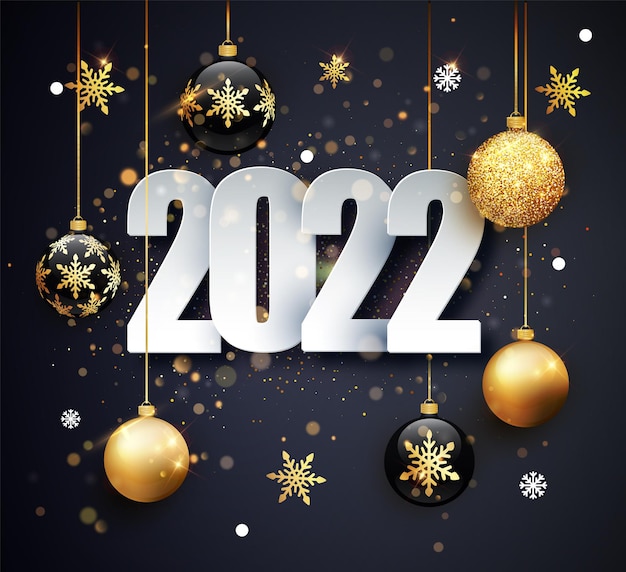 Vector happy new 2022 year. holiday vector illustration of numbers 2022. gold numbers design of greeting card.