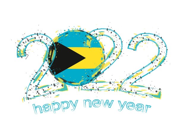 Vector happy new 2022 year with flag of the bahamas.