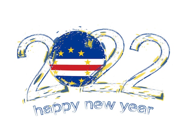 Happy New 2022 Year with flag of Cape Verde.