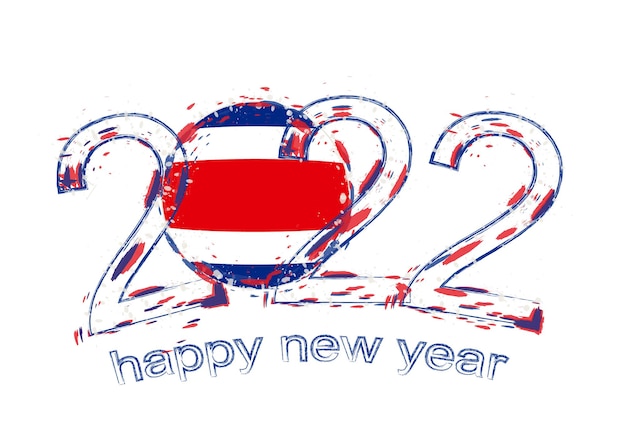 Vector happy new 2022 year with flag of costa rica.