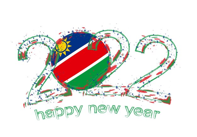 Happy New 2022 Year with flag of Namibia.