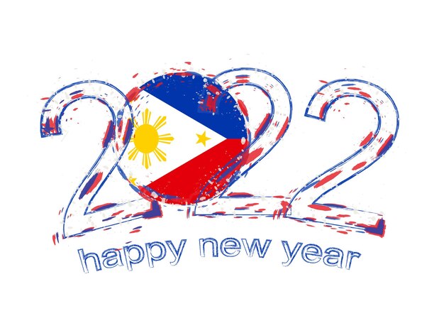 Vector happy new 2022 year with flag of philippines.