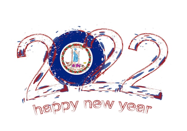 Vector happy new 2022 year with flag of virginia.