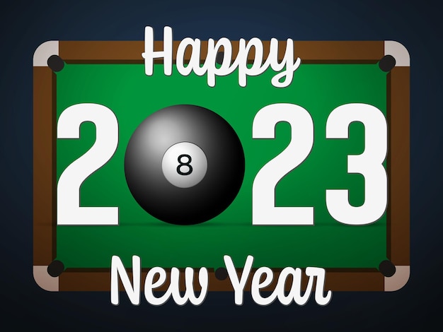 Vector happy new 2023 billiard