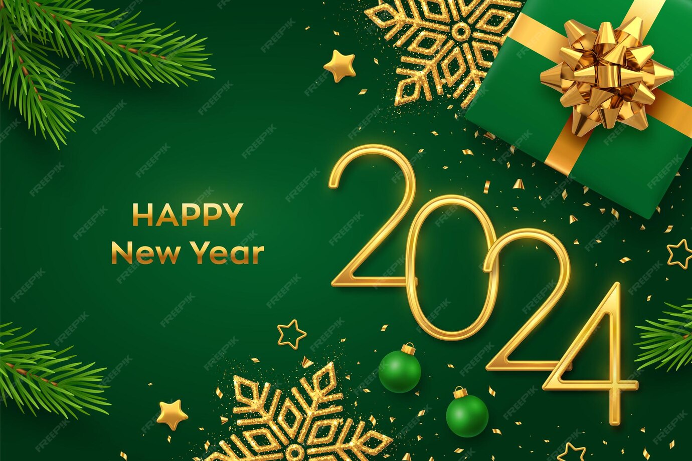 Premium Vector Happy new 2024 year golden metallic numbers 2024 with
