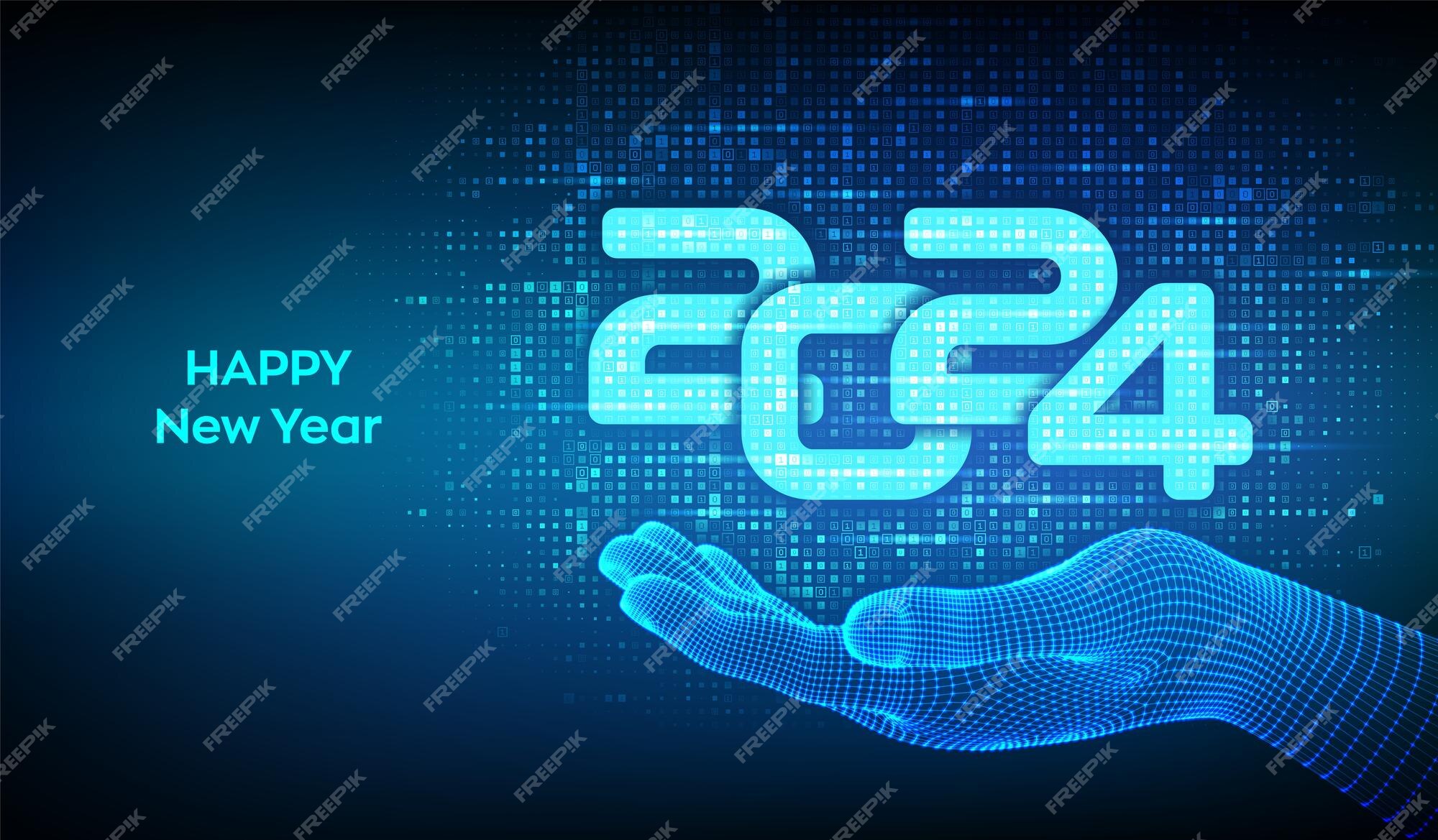 Premium Vector Happy new 2024 year numbers 2024 made with binary code