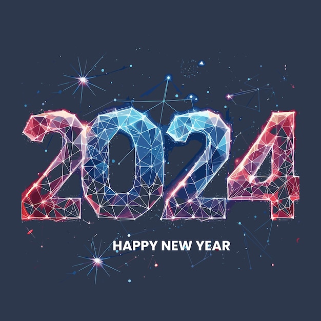 Premium Vector Happy New 2024 Year poster template with bokeh an