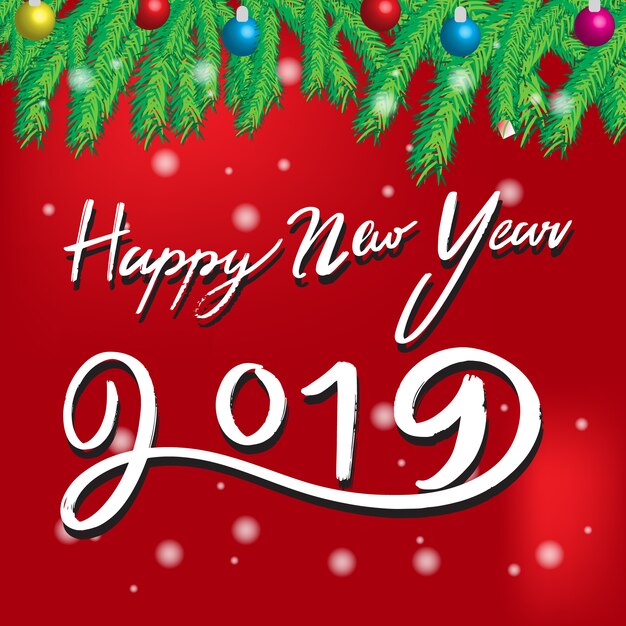 Happy new year 2019 brush hand lettering 