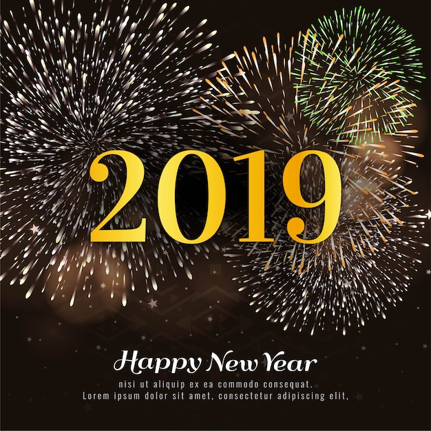 Happy new year 2019 colorful firework decorative background