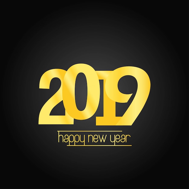 Happy new year 2019 design with dark background 