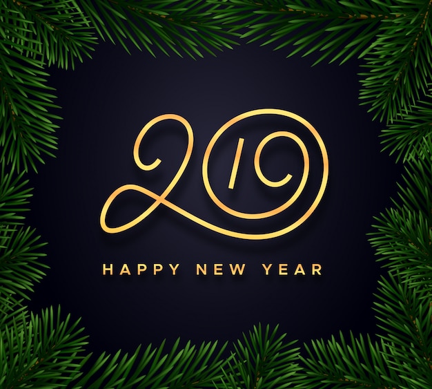 Happy new year 2019 greeting card