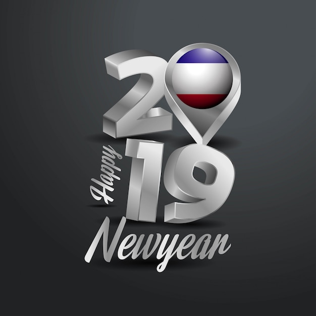 Happy new year 2019 grey typography