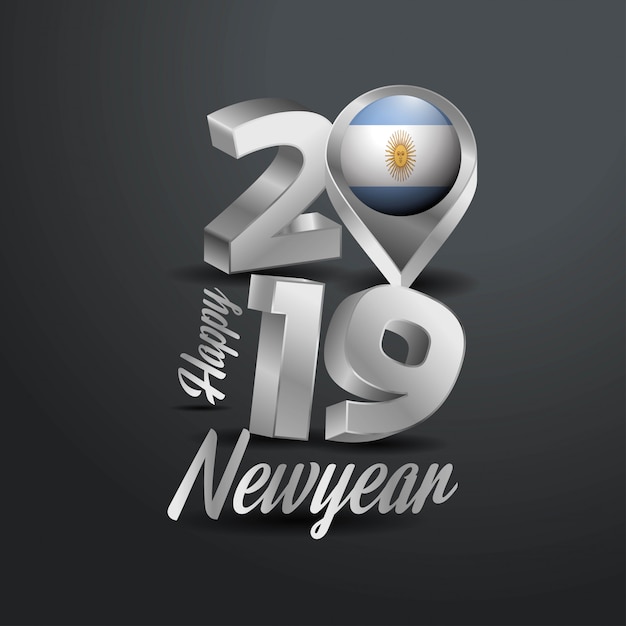 Happy new year 2019 grey typography