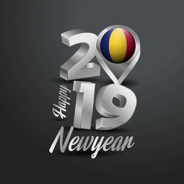 Vector happy new year 2019 grey typography