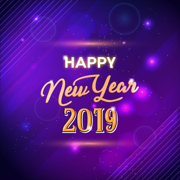 Happy new year 2019 light background