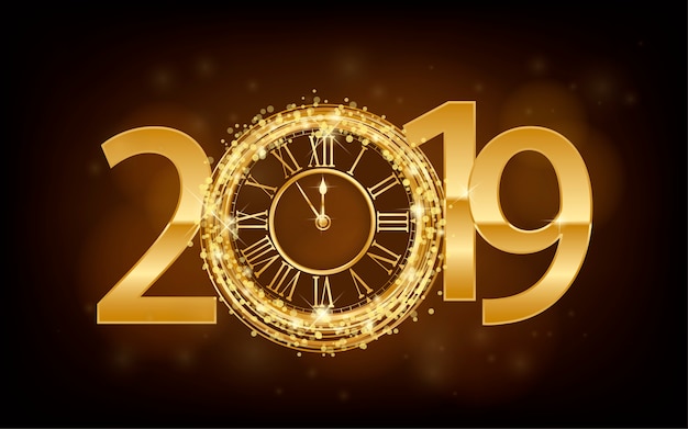 Happy new year 2019 - new year shining background