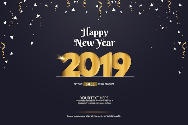 Happy New Year 2019 Sale Abstract Vector Background Template Design