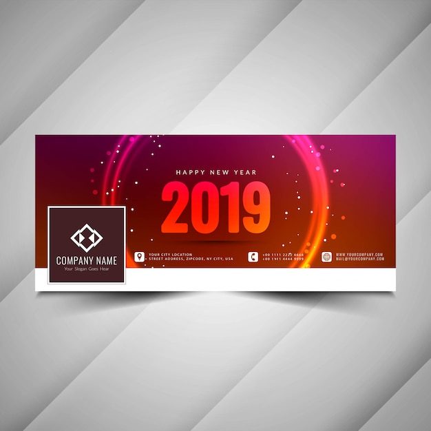 Happy New Year 2019 social media modern banner