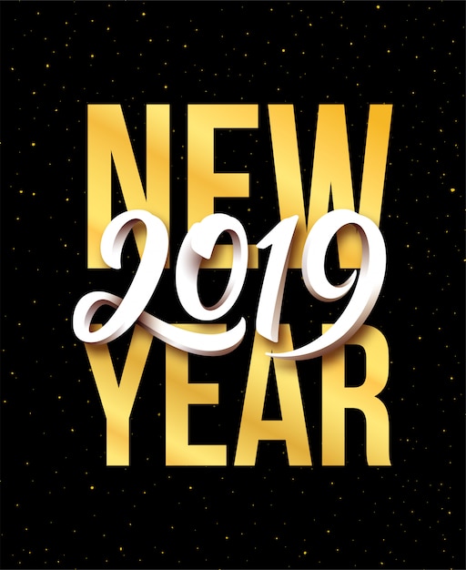 Vettore disegno di cartolina d'auguri di felice anno nuovo 2019 vettoriale
