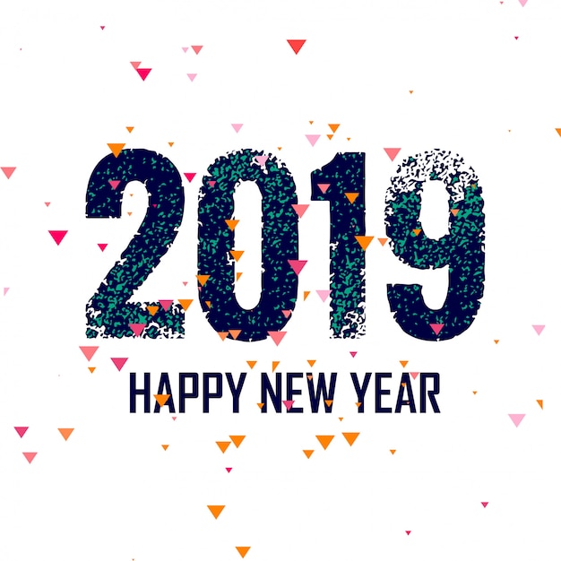 Happy New Year 2019 with confetti colorful background