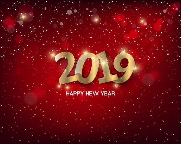 Vector happy new year 2019 with fireworks background. chienese new year, year of the pig.