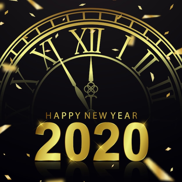 時計と新年あけましておめでとうございます2020背景