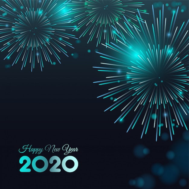 Vector happy new year 2020 fireworks bacground