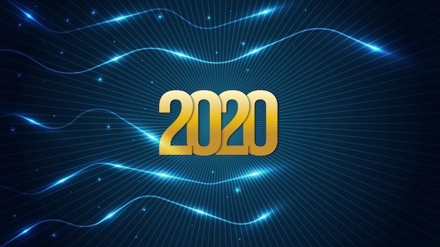 금 숫자와 함께 행복 한 새 해 2020 미래 배경