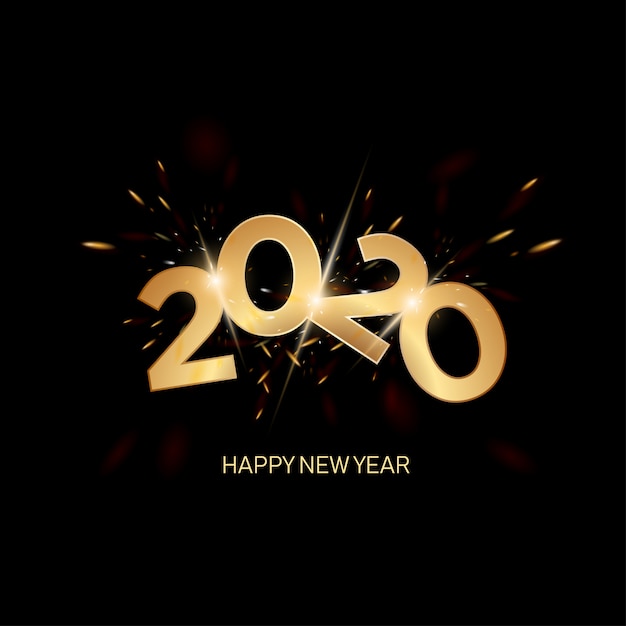 Happy new year 2020 golden lettering