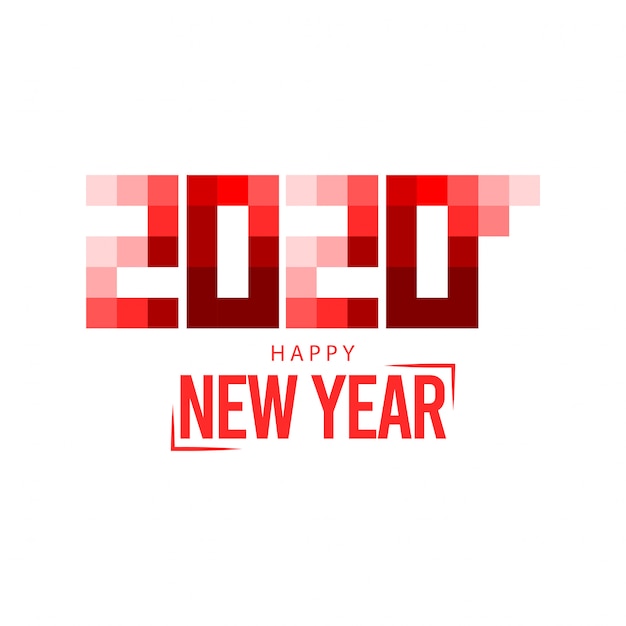 Happy new year 2020 greeting card on pixel art