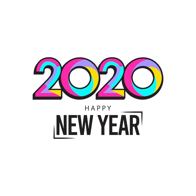 Vector happy new year 2020 greeting card with colorful design