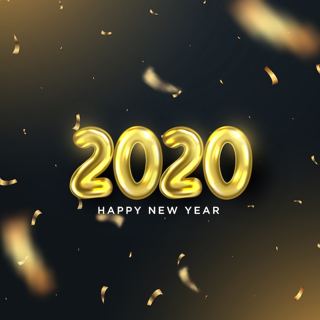 Auguri di buon anno 2020 con coriandoli