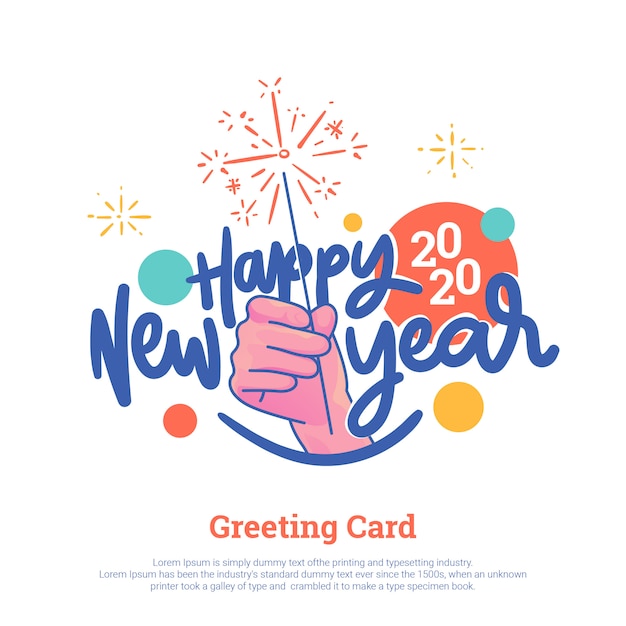 Happy new year 2020 greeting card