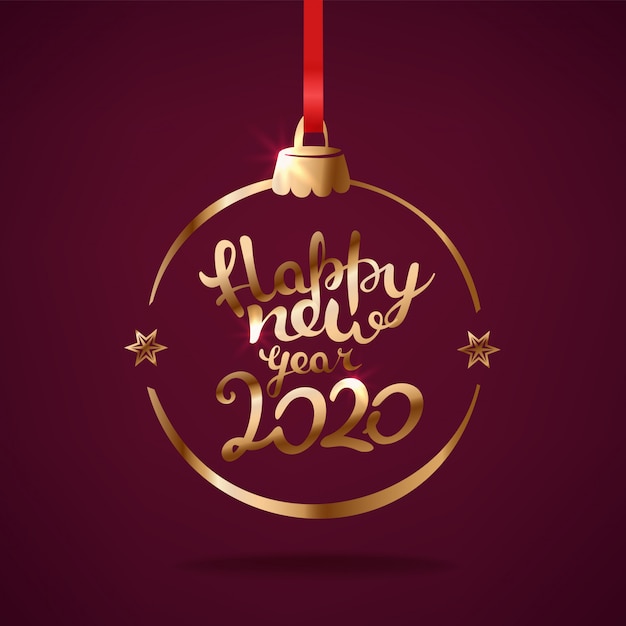 Auguri di felice anno nuovo 2020 con scritta scritta