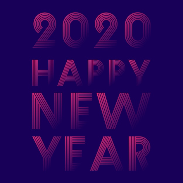 Vector happy new year 2020 line design