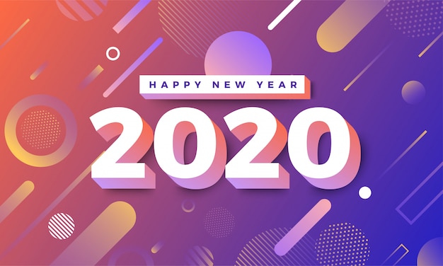 Happy New Year 2020 Memphis Design