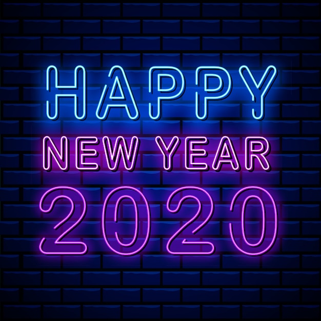 Happy new year 2020 neon