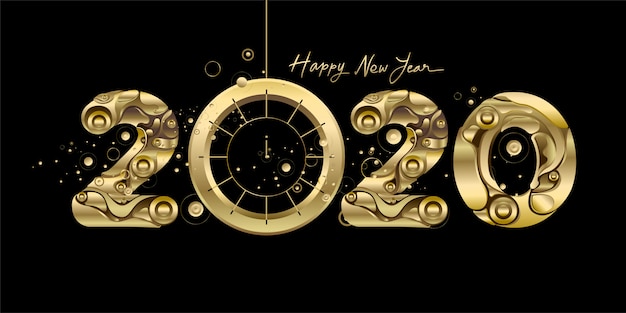 Vettore happy new year 2020 - new year black