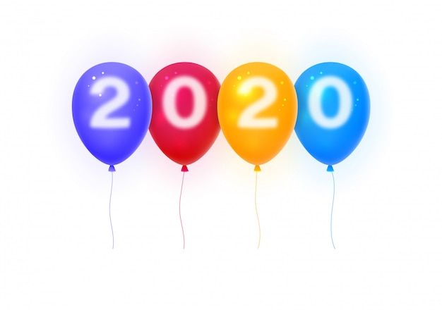 Vector happy new year 2020. numbers 2020 on colorful balloons.