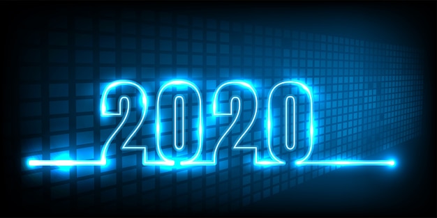 Vettore happy new year 2020. abstract di tecnologia