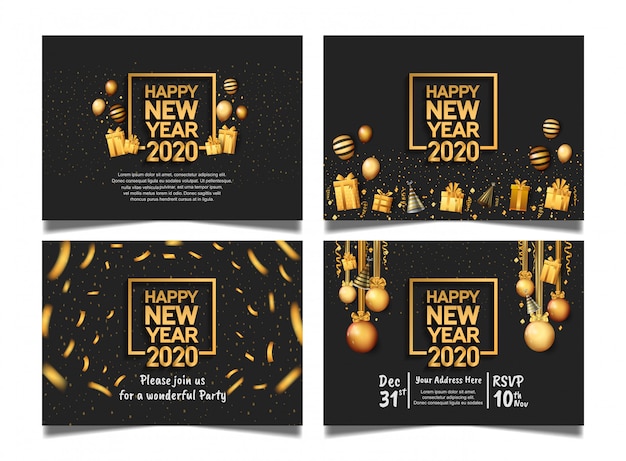 Happy New Year 2020. Vector set for celebration