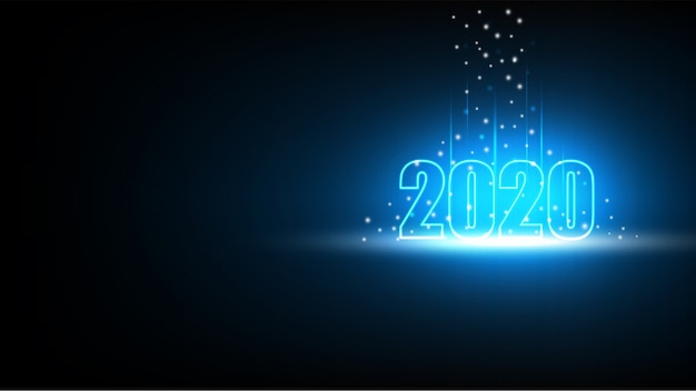 Vector happy new year 2020 with technology abstract futuristic background