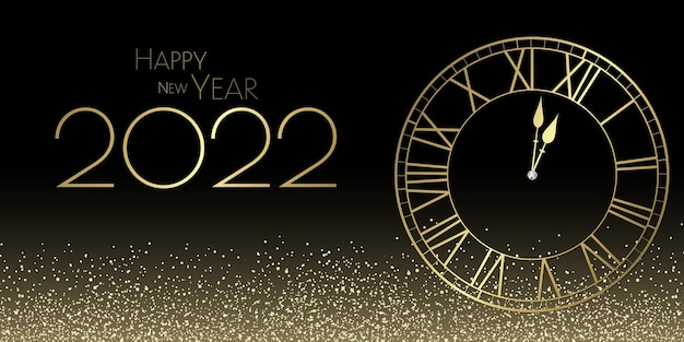 Vector happy new year 2021 clock and glitter design