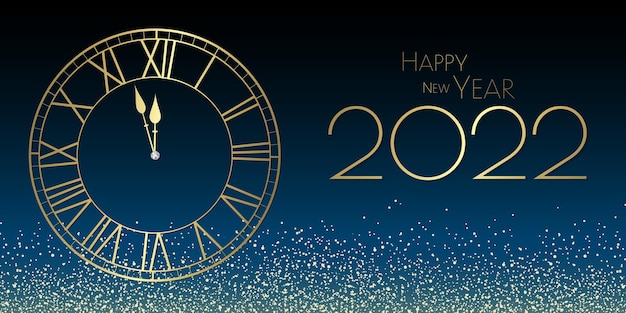 Vector happy new year 2021 clock and glitter design